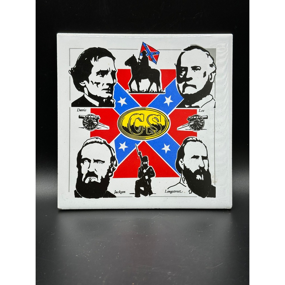 Vintage Civil War Confederate Leaders Ceramic Tile Davis Lee Jackson Longstreet